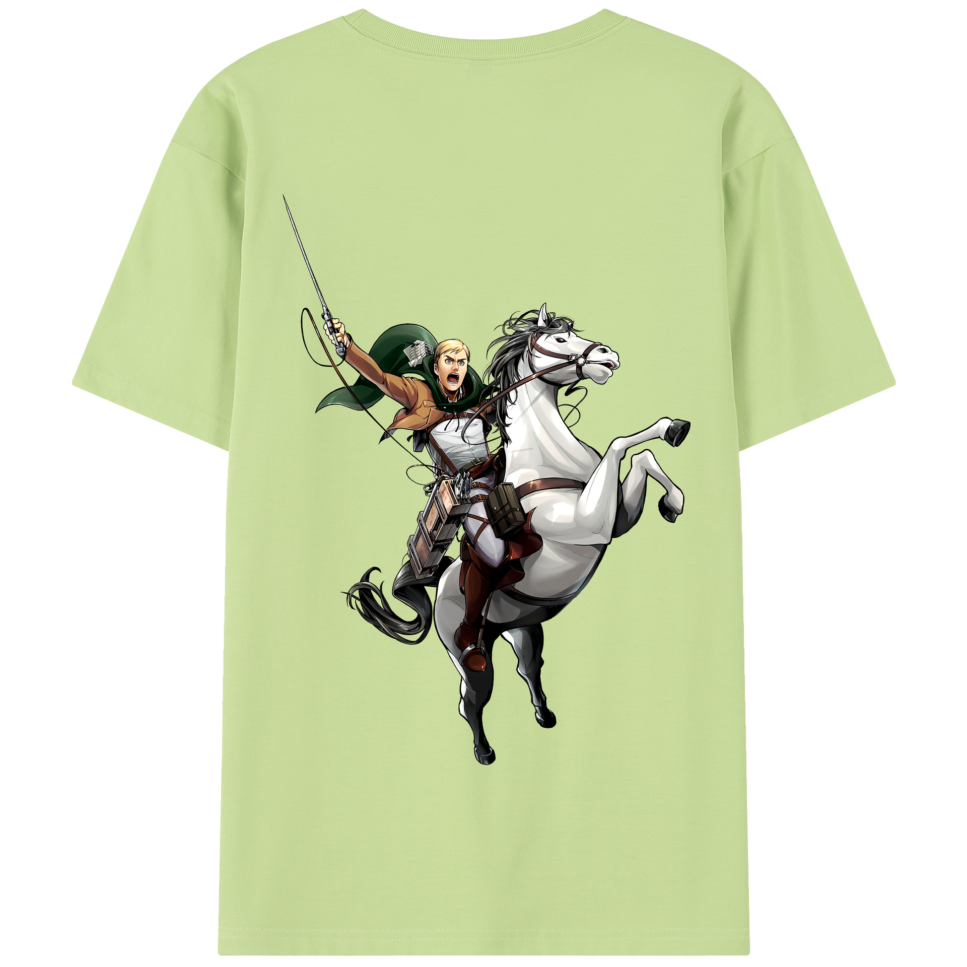 （画像用） 進撃の巨人 エルヴィン・スミス Attack on Titan Erwin Smith 綿100％半袖Tシャツ（背面プリント）